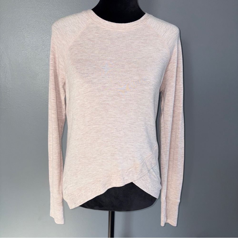 Athleta Serenity Criss Cross Pullover Sweatshirt Women's Top XS Heathered Tan